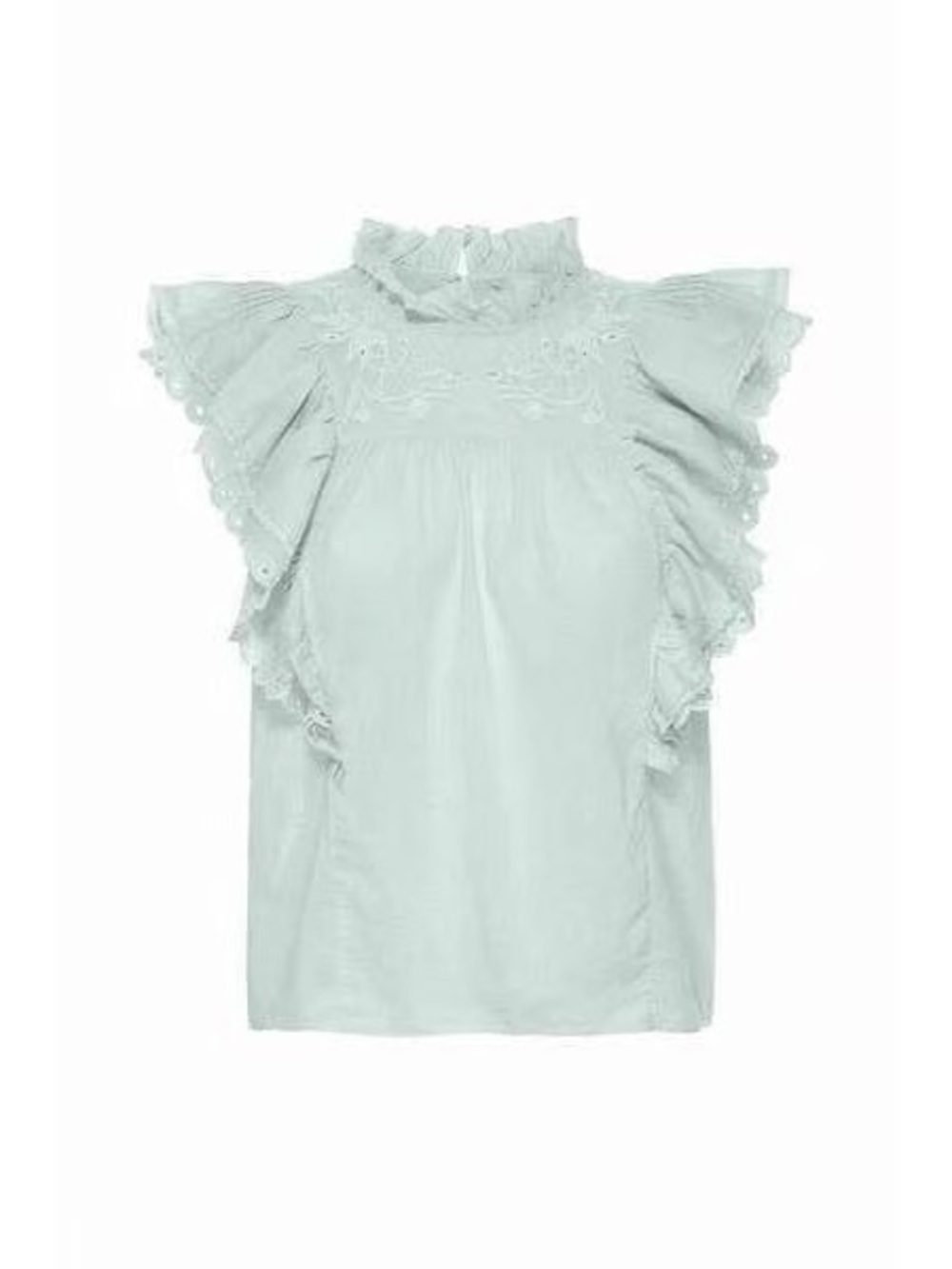 St. Roche 100% Organic Cotton Mint Green Eyelet Ruffle Top Size 2 - Picture 2 of 11